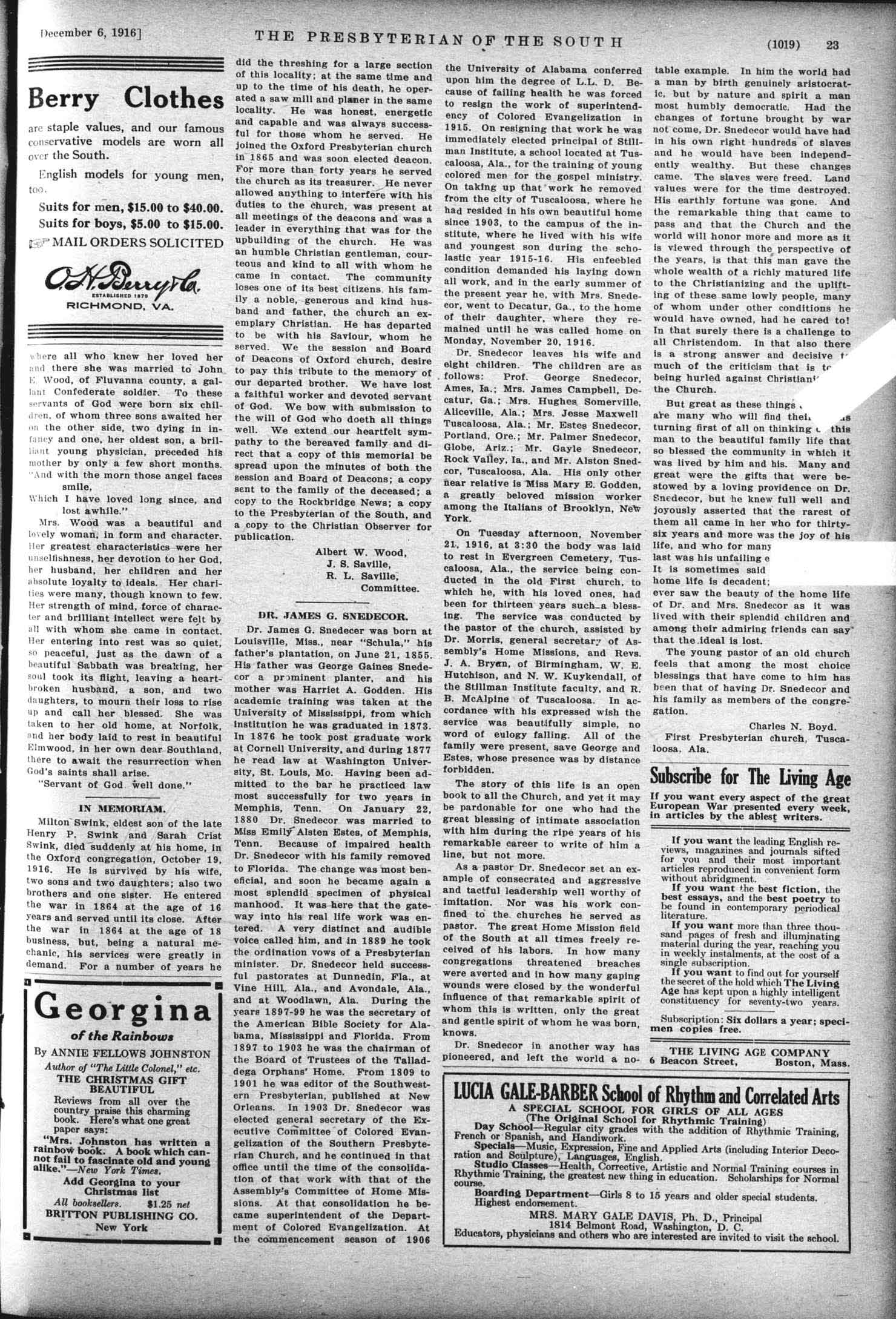 Dr. James G. Snedecor Obit